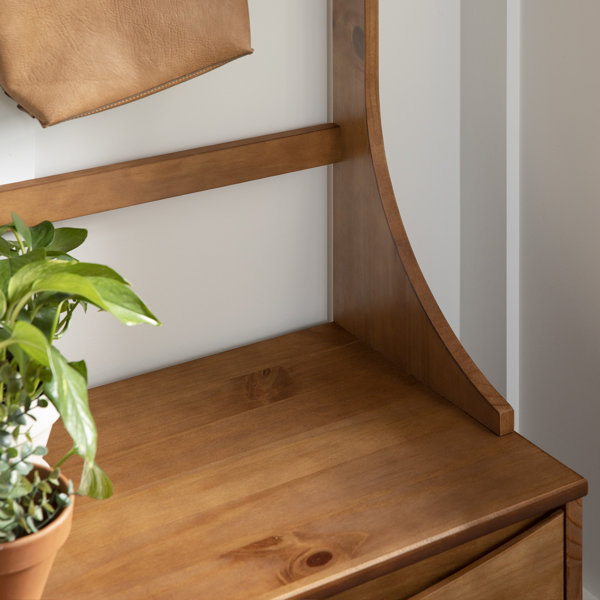 Corrigan Studio® Malena Pine Solid Wood Hall Tree with Bench and Shoe